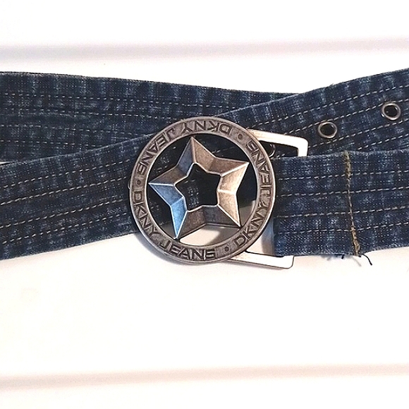 DKNY Vintage Jeans Logo  Denim Belt Star⭐️ Buckle  💙 42 L - Picture 1 of 6